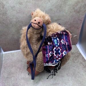 Collectible Ty Beanie Baby Camel Toy in Tan, Purple, Blue and Navy